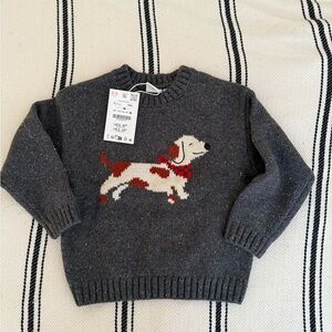 NWT Zara kids DACHSHUND JACQUARD KNIT JUMPER size 4